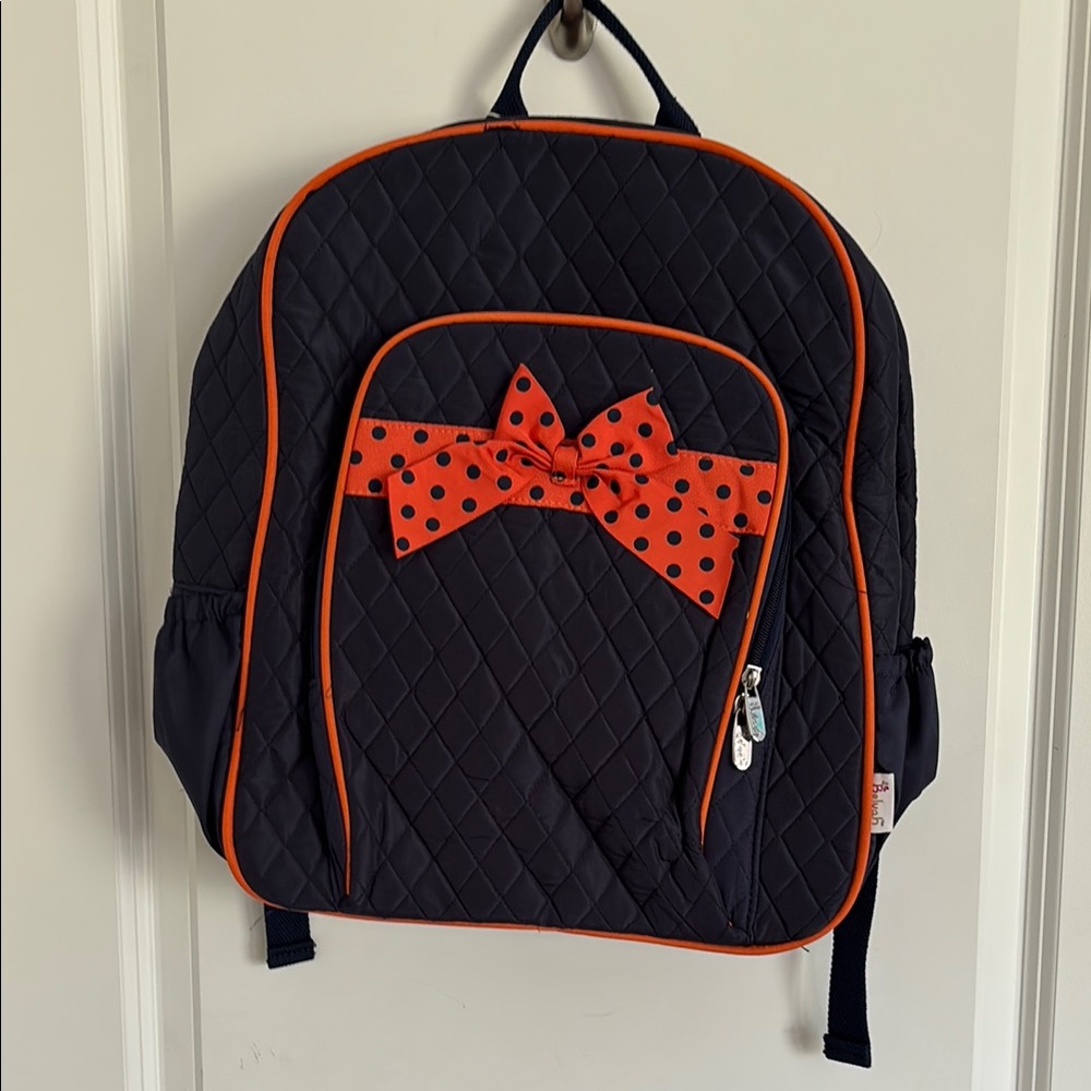 Kids Navy and Orange Backpack with Bow